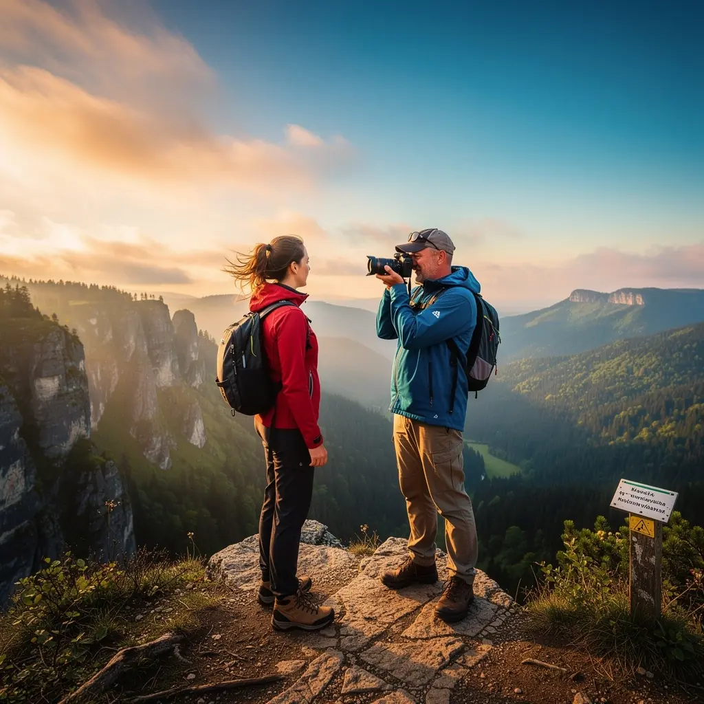 A group of friends enjoying a picnic by a serene lake, illustrating leisure activities available along the routes.